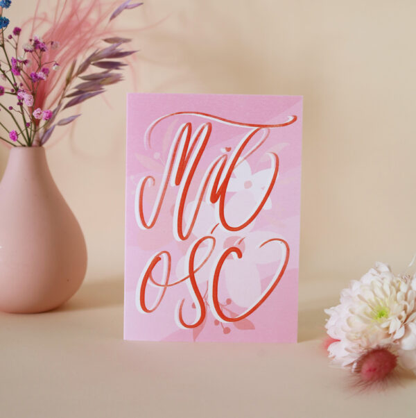 Kartka okolicznościowa miłość różowa