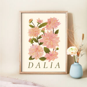 Plakat z autorską ilustracją Dalia Full Bloom 2