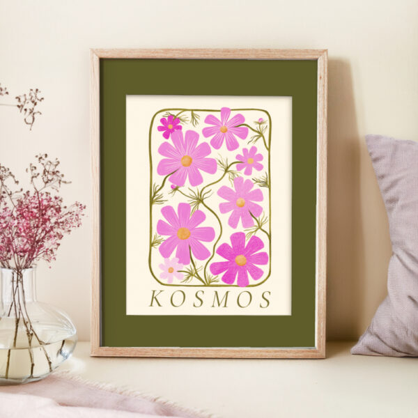 Plakat z autorską ilustracją Kosmos Full Bloom
