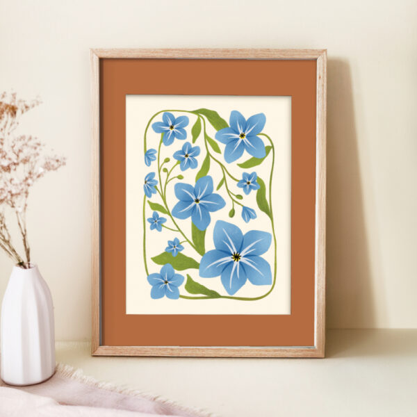 Plakat z autorską ilustracją Niezapominajka Full Bloom