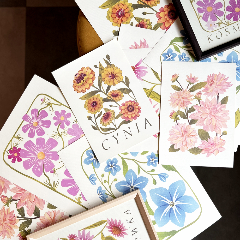 Plakaty z autorskimi ilustracjami kwiaty Full Bloom