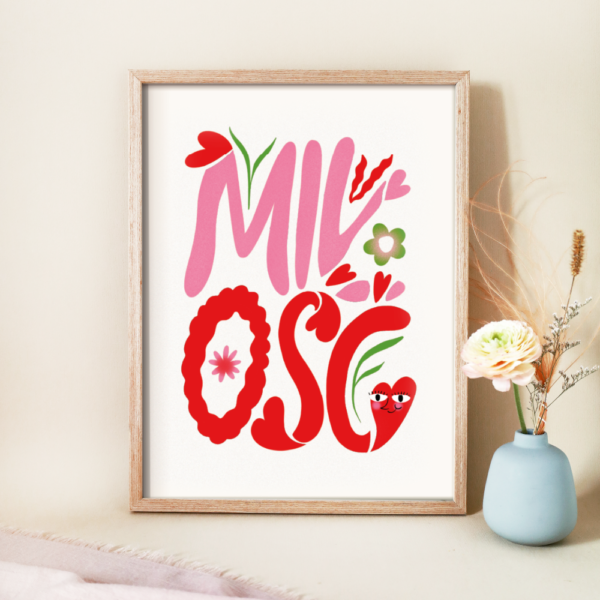 Plakat z autorską ilustracją Miłość